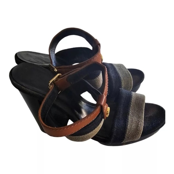 Tory Burch Womens Ankle Strap Block Heels  Sz 6M Mixed Print 4inches High Luxury - Picture 2 of 14